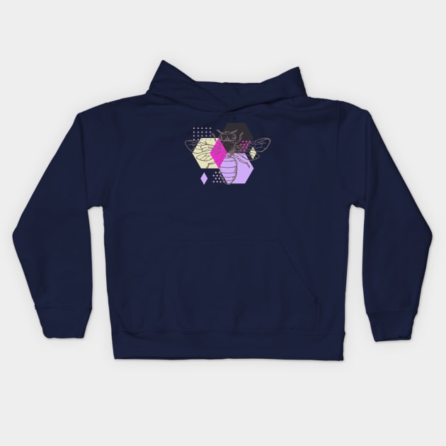 Honeycomb Bee in Violet Kids Hoodie by Paradise Stitch